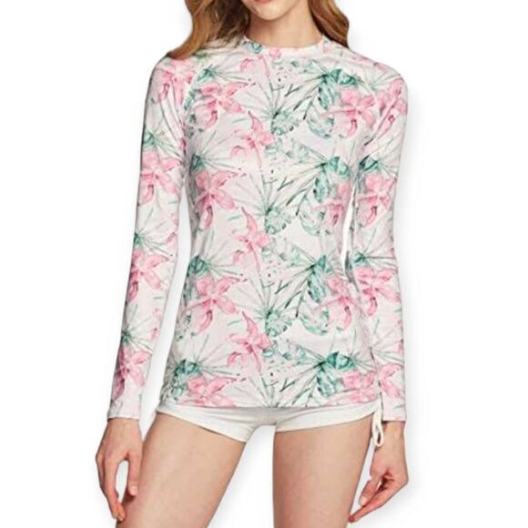 ATHLIO PINK & WHITE FLORAL ATHLETIC TOP SZ.L EUC - Picture 1 of 6